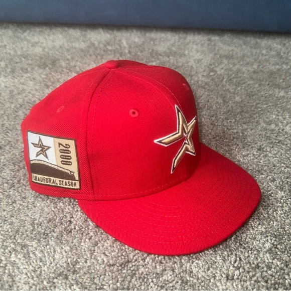 Hat Heaven New Era Houston Astros Fitted Hat Size 7 1/4 Red Gray UV NWOT - Picture 1 of 10